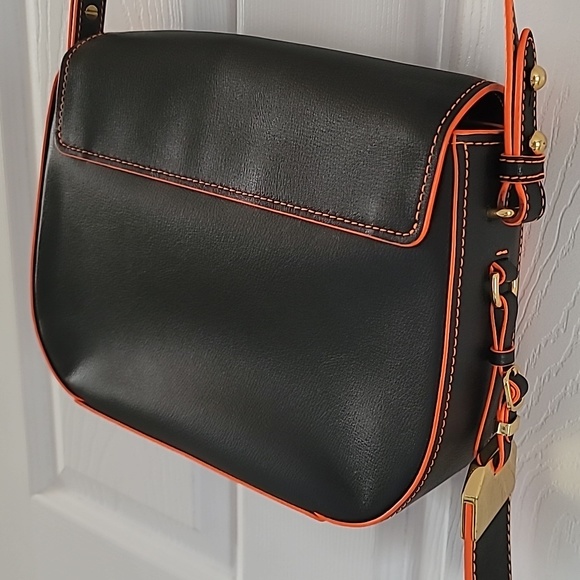 Marc Jacobs Black Leather Crossbody with Neon Orange Piping – Statement Bag - Picture 9 of 12